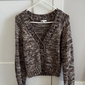 Stylish Brown and Cream Knit Cardigan